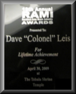 Picture of David's RAMI AWARD
